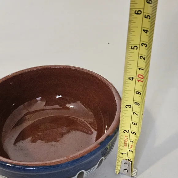 Troyan Bulgarian Drip Glaze Redware Clay Handcrafted Boho Bowl. - Picture 8 of 9